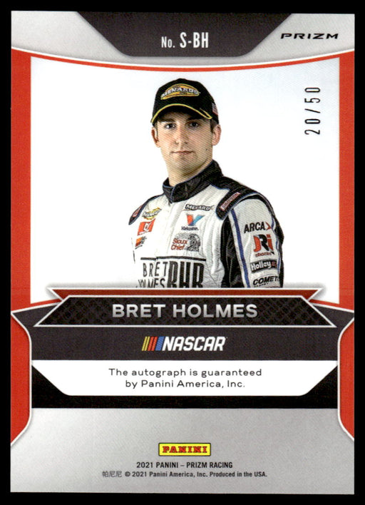 Bret Holmes 2021 Panini Prizm Hyper Red & Blue Signing Sessions Back of Card
