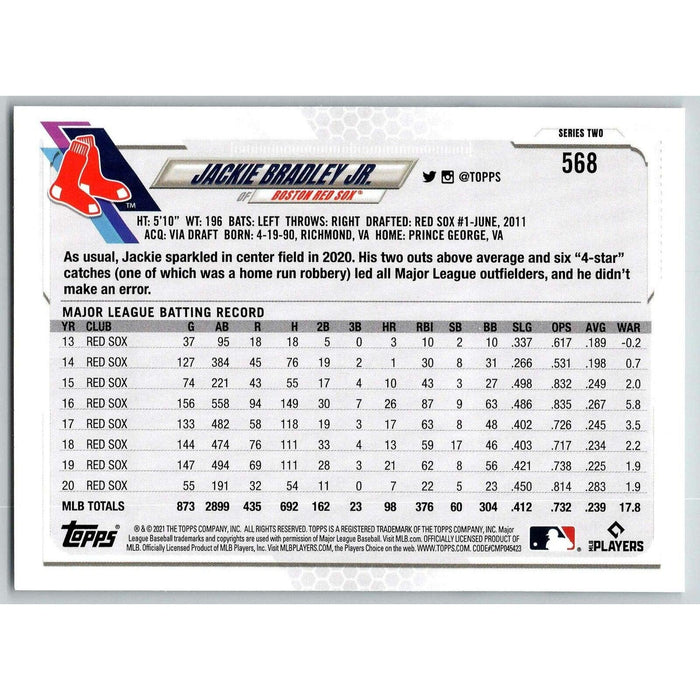 2021 Topps Baseball Complete Set Jackie Bradley Jr. Boston Red Sox #568 - Collectible Craze America