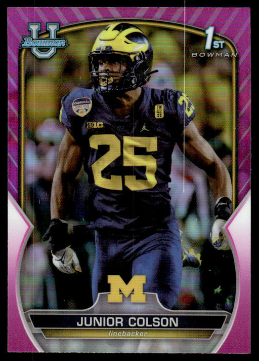 Junior Colson 2022 Bowman U Football Pink Refractor Front of Card