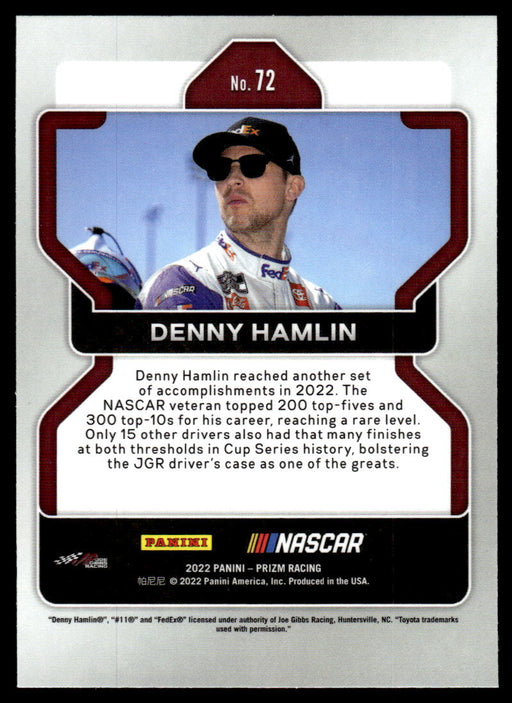 Denny Hamlin 2022 Panini Prizm Racing Base Back of Card