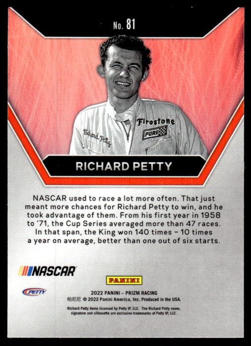 Richard Petty 2022 Panini Prizm Racing Icons Back of Card