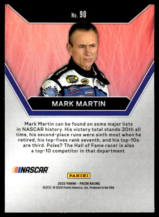 Mark Martin 2022 Panini Prizm Racing Icons Back of Card