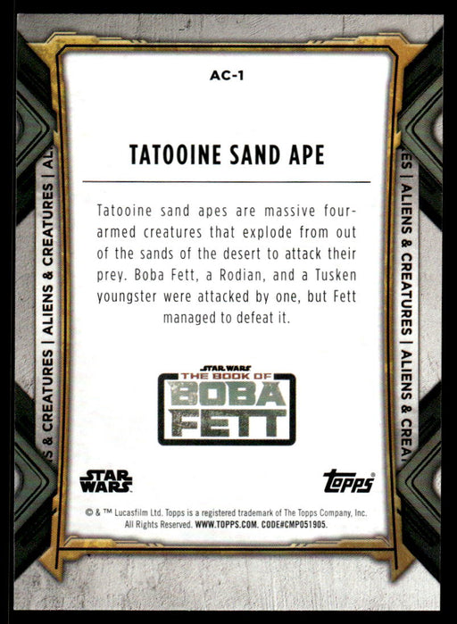 Tatooine Sand Ape 2022 Topps Star Wars Book of Bobba Fett Aliens and Creatures Back of Card