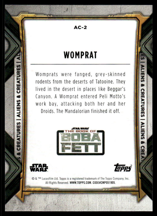 Womprat 2022 Topps Star Wars Book of Bobba Fett Aliens and Creatures Back of Card