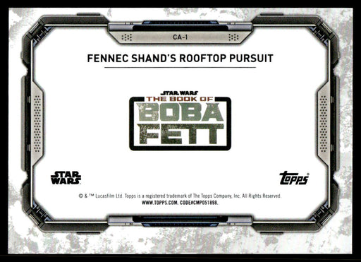Fennec Shand's Rooftop Pursuit 2022 Topps Star Wars Book of Bobba Fett Concept Art Back of Card