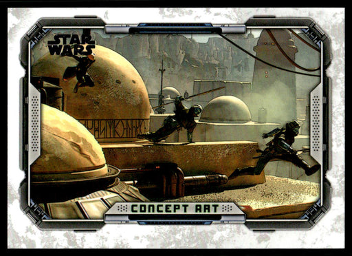 Fennec Shand's Rooftop Pursuit 2022 Topps Star Wars Book of Bobba Fett Concept Art Front of Card