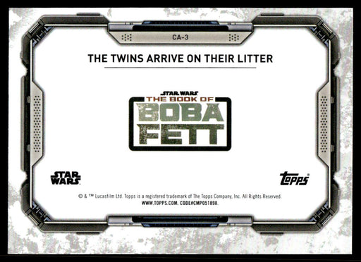 The Twins Arrive on Their Litter 2022 Topps Star Wars Book of Bobba Fett Concept Art Back of Card