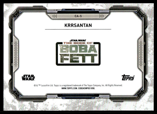 Krrsantan 2022 Topps Star Wars Book of Bobba Fett Concept Art Back of Card