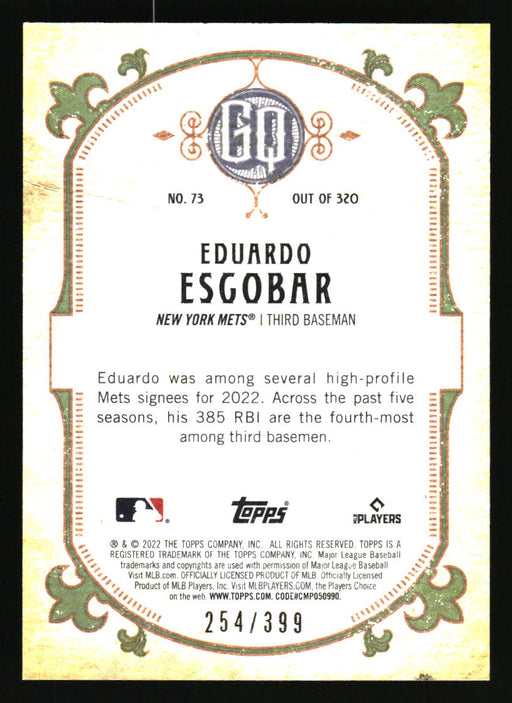 Eduardo Escobar 2022 Topps Gypsy Queen Back of Card