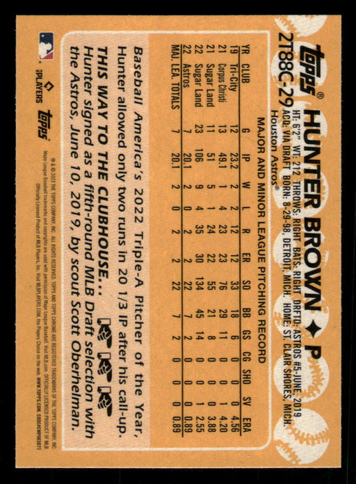 Hunter Brown 2023 Topps Series 2 Back of Card