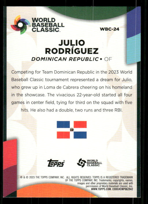 Julio Rodriguez 2023 Topps Series 2 Back of Card