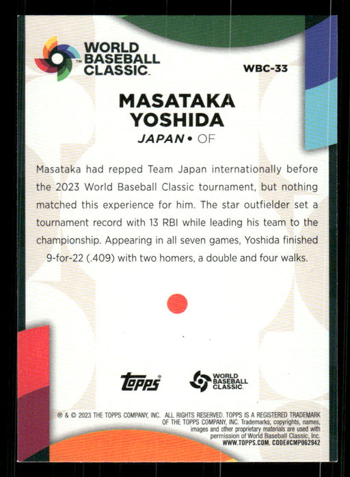 Masataka Yoshida 2023 Topps Series 2 Back of Card