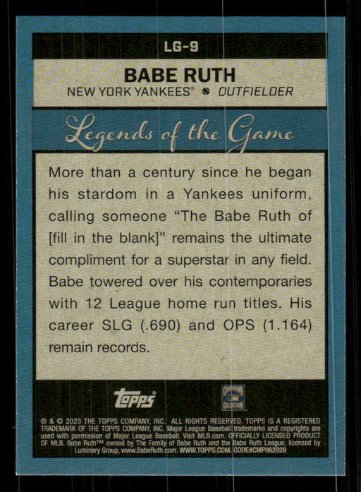 Babe Ruth 2023 Topps Series 2 Back of Card