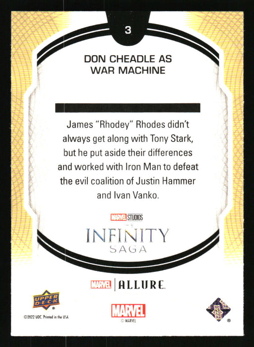 Don Cheadle as War Machine 2022 Upper Deck Marvel Allure Back of Card