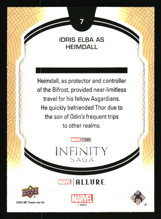 Idris Elba as Heimdall 2022 Upper Deck Marvel Allure Back of Card