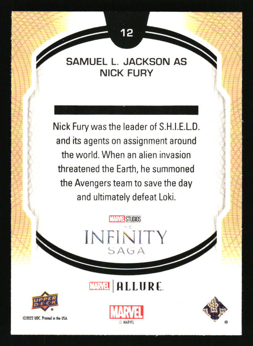 Samuel L. Jackson as Nick Fury 2022 Upper Deck Marvel Allure Back of Card