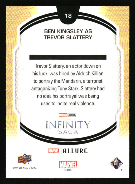 Ben Kingsley as Trevor Slattery 2022 Upper Deck Marvel Allure Back of Card