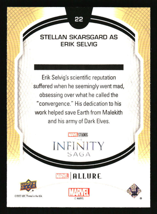 Stellan Skarsgard as Erik Selvig 2022 Upper Deck Marvel Allure Back of Card