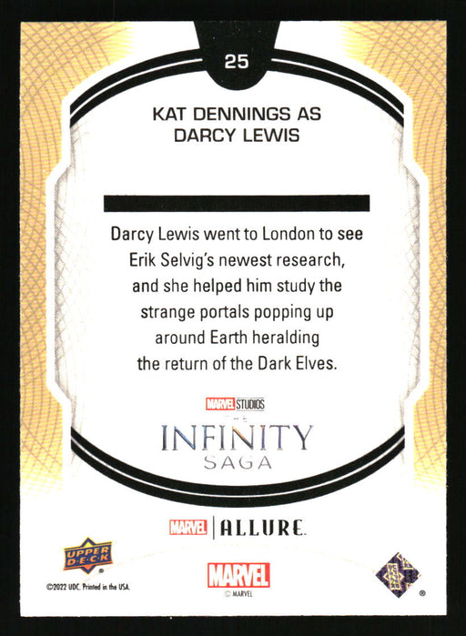 Kat Dennings as Darcy Lewis 2022 Upper Deck Marvel Allure Back of Card