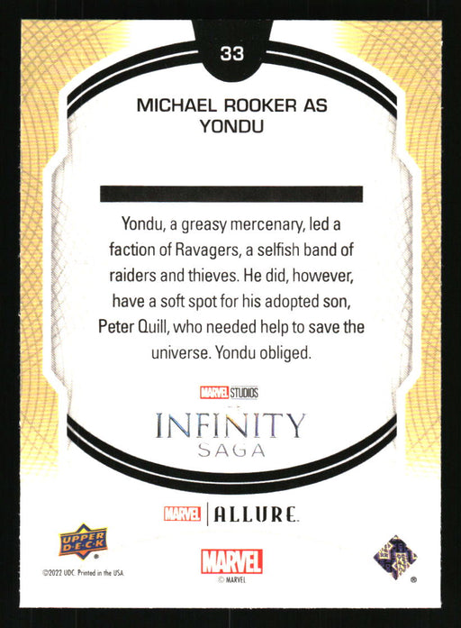 Michael Rooker as Yondu 2022 Upper Deck Marvel Allure Back of Card