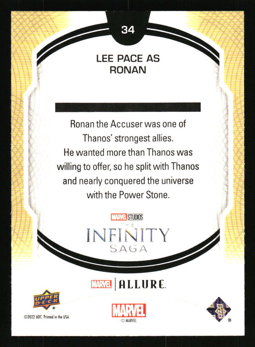 Lee Pace as Ronan 2022 Upper Deck Marvel Allure Back of Card
