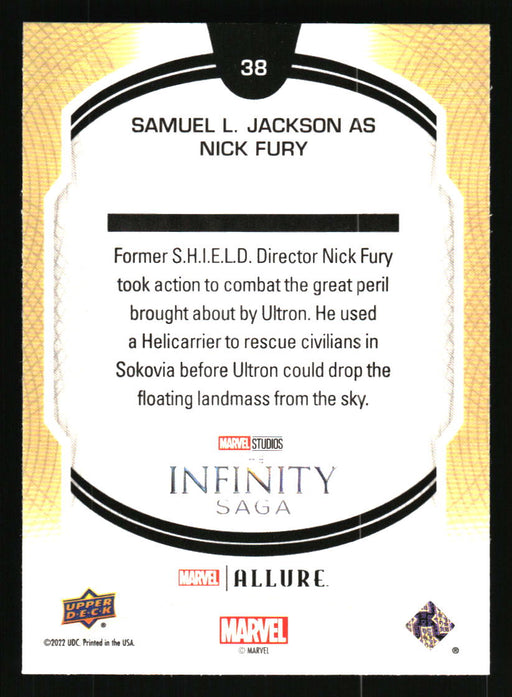 Samuel L. Jackson as Nick Fury 2022 Upper Deck Marvel Allure Back of Card