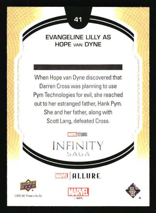 Evangeline Lilly as Wasp 2022 Upper Deck Marvel Allure Back of Card