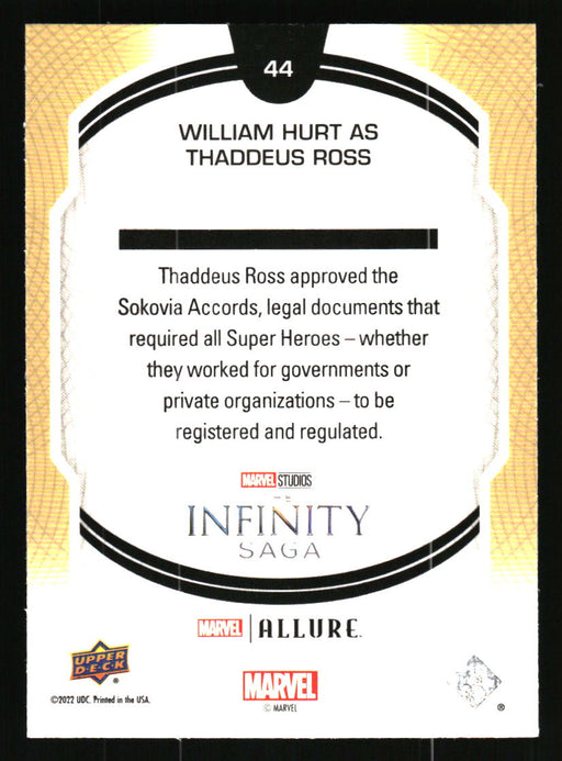 William Hurt as "Thunderbolt" Ross 2022 Upper Deck Marvel Allure Back of Card