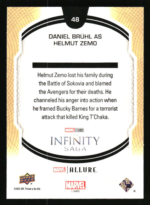 Daniel Bruhl as Zemo 2022 Upper Deck Marvel Allure Back of Card