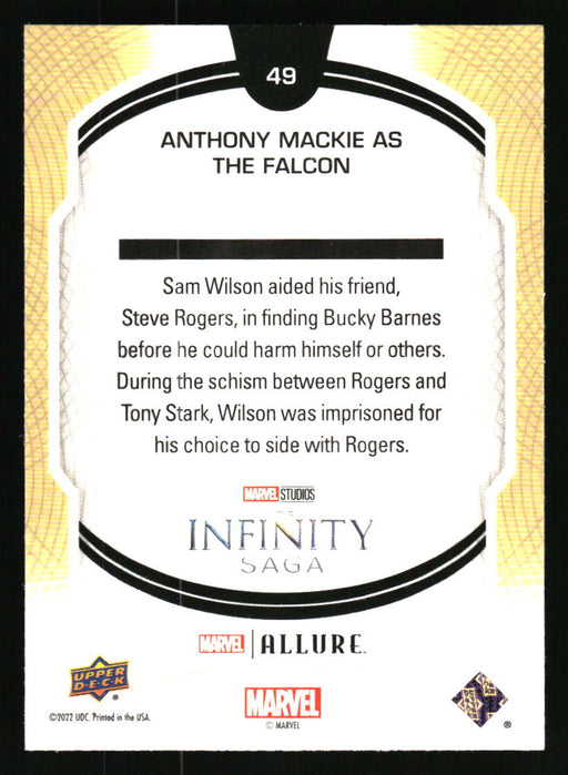 Anthony Mackie as Falcon 2022 Upper Deck Marvel Allure Back of Card