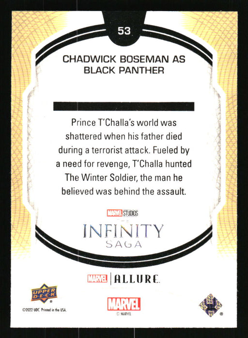 Chadwick Boseman as Black Panther 2022 Upper Deck Marvel Allure Back of Card