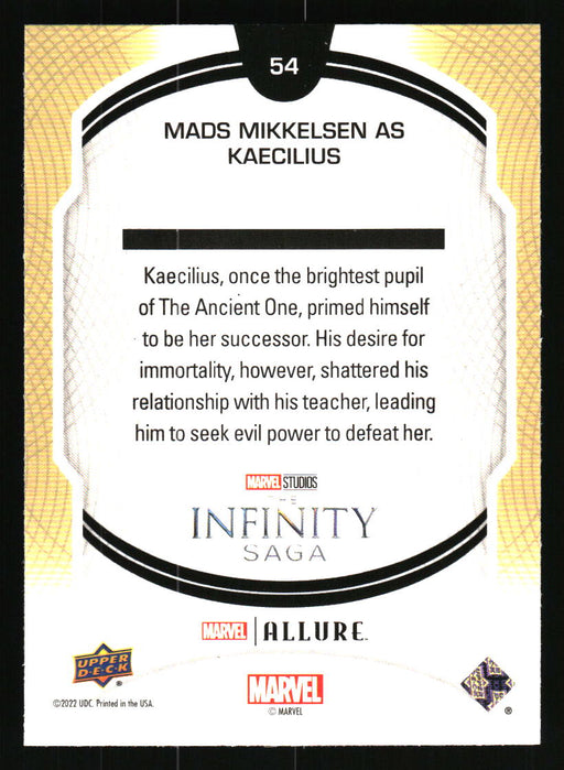 Mads Mikkelsen as Kaecilius 2022 Upper Deck Marvel Allure Back of Card