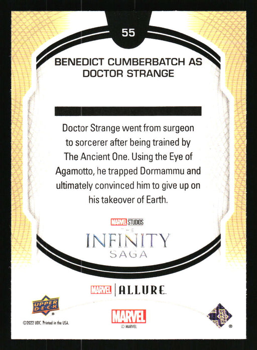 Benedict Cumberbatch as Doctor Strange 2022 Upper Deck Marvel Allure Back of Card