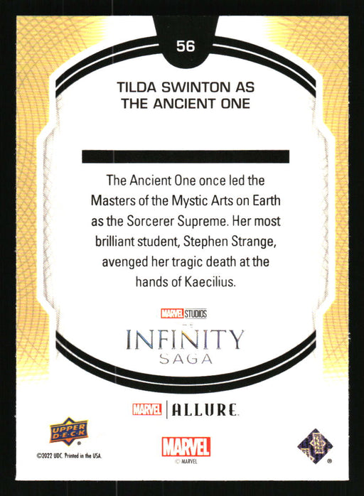 Tilda Swinton as The Ancient One 2022 Upper Deck Marvel Allure Back of Card