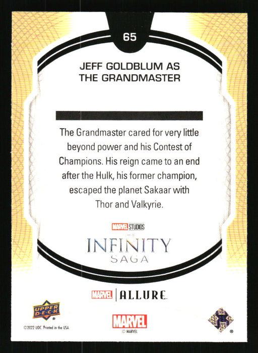 Jeff Goldblum as Grandmaster 2022 Upper Deck Marvel Allure Back of Card