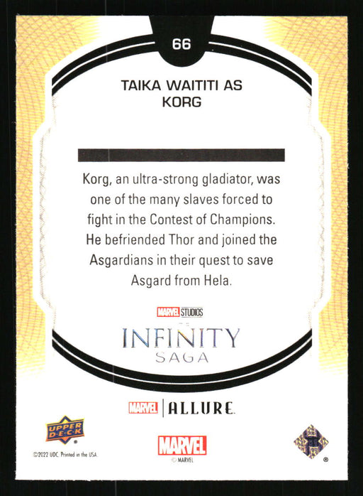 Taika Waititi as Korg 2022 Upper Deck Marvel Allure Back of Card