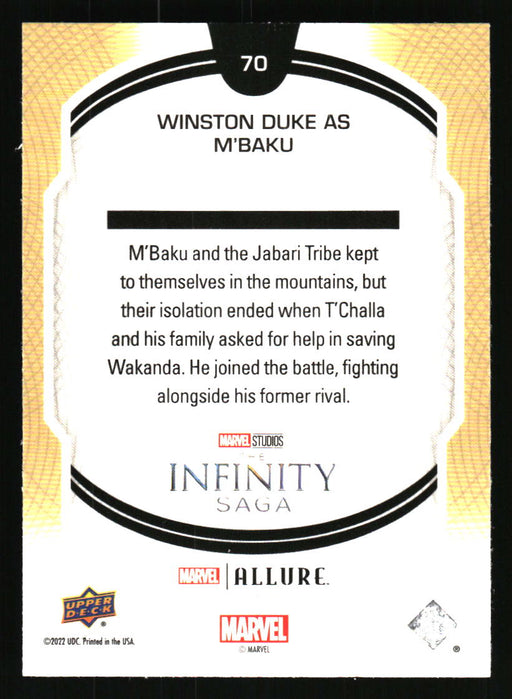 Winston Duke as M'Baku 2022 Upper Deck Marvel Allure Back of Card