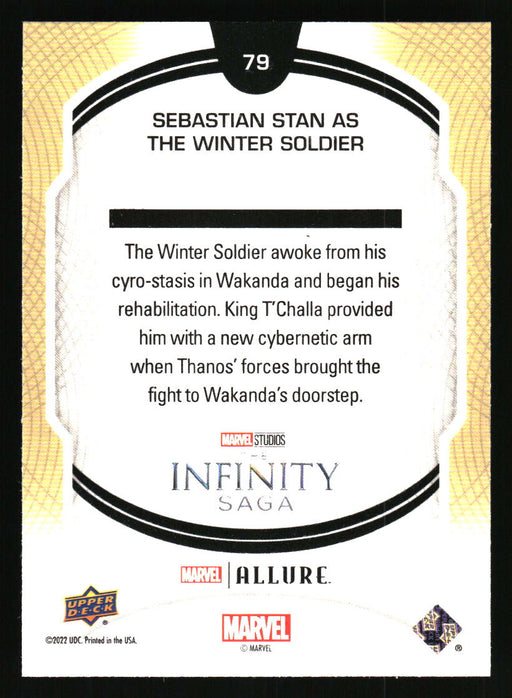Sebastian Stan as Bucky Barnes 2022 Upper Deck Marvel Allure Back of Card
