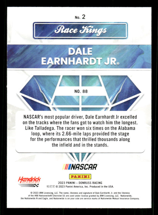 Dale Earnhardt Jr 2023 Panini Donruss Racing Silver Race Kings Base Back of Card