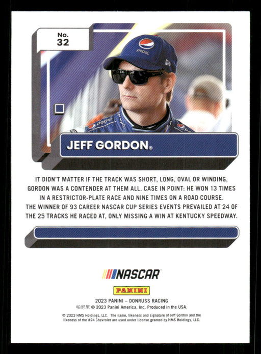 Jeff Gordon 2023 Panini Donruss Racing Silver Drivers Base Back of Card