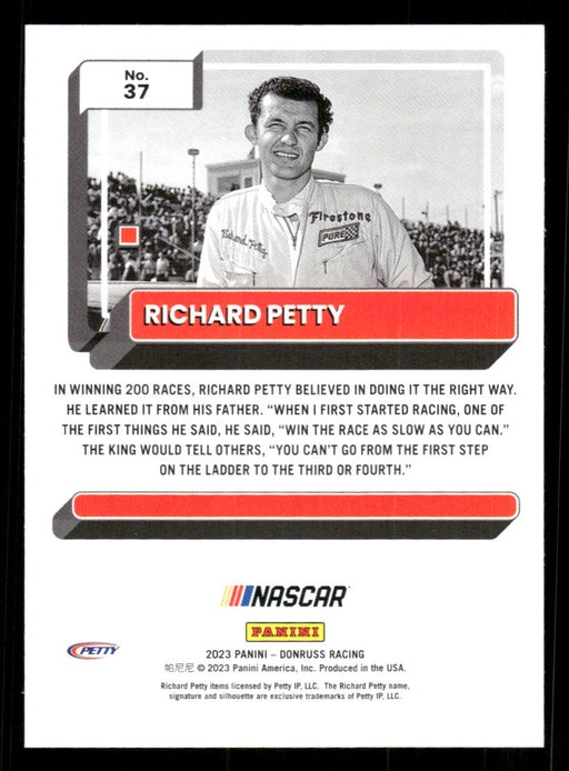 Richard Petty 2023 Panini Donruss Racing Silver Drivers Base Back of Card