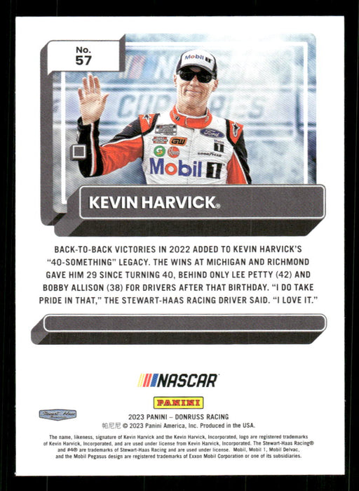 Kevin Harvick 2023 Panini Donruss Racing Silver Drivers Base Back of Card