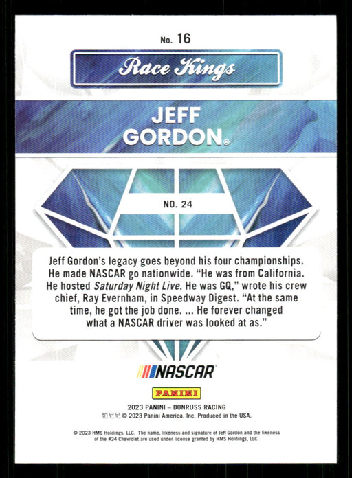 Jeff Gordon 2023 Panini Donruss Racing Race Kings Base Back of Card