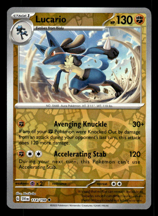 Lucario Pokemon TCG Scarlet and Violet Reverse Holo Front of Card