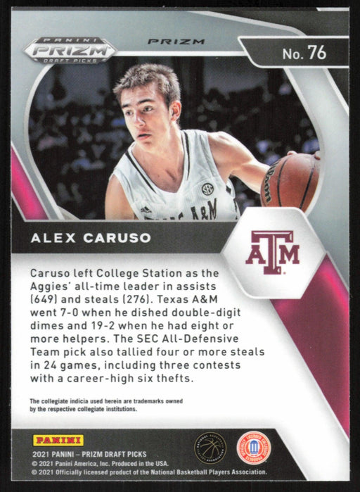Alex Caruso 2021 Panini Prizm Draft Picks # 76 Red Ice Prizm Texas A&M Aggies - Collectible Craze America
