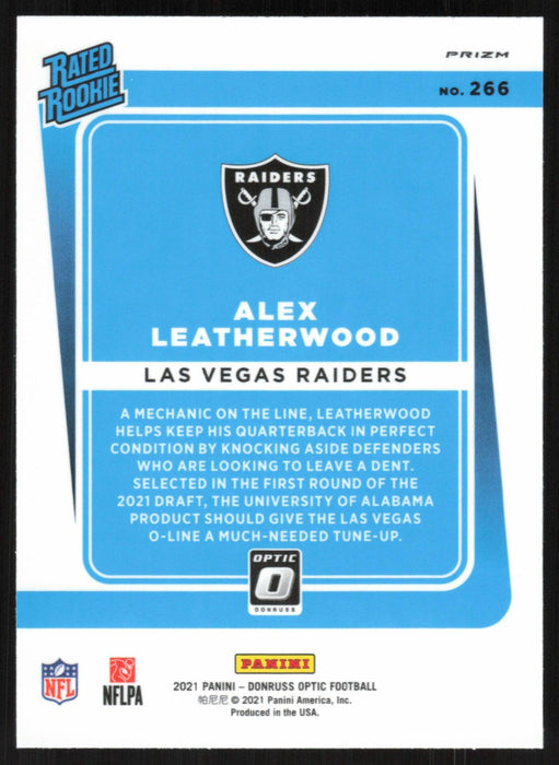 Alex Leatherwood 2021 Donruss Optic Rated Rookie # 266 RC Purple Shock Las Vegas Raiders - Collectible Craze America