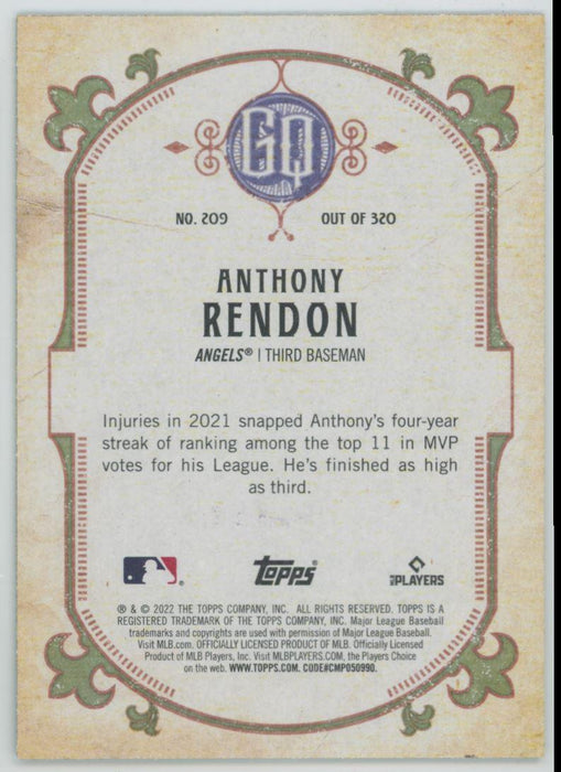 Anthony Rendon 2022 Topps Gypsy Queen # 209 Green Border Los Angeles Angels - Collectible Craze America