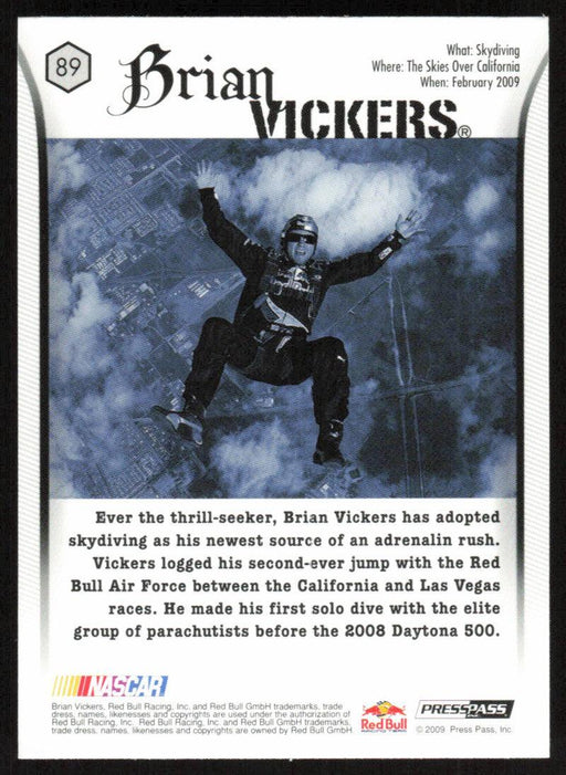 Brian Vickers 2009 Press Pass VIP # 89 Behind The Scenes - Collectible Craze America