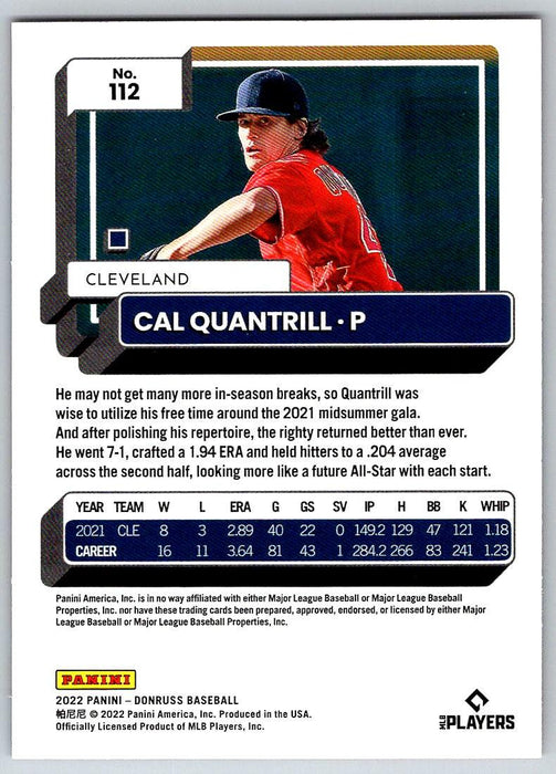 Cal Quantrill 2022 Donruss Baseball # 112 Holo Red Cleveland Guardians - Collectible Craze America