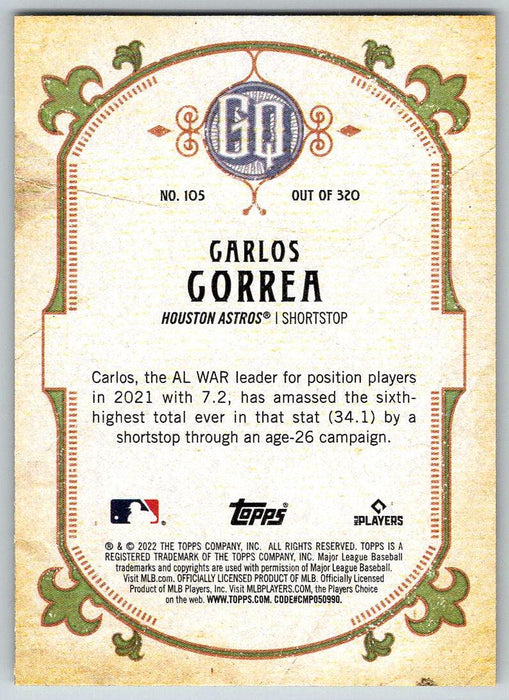 Carlos Correa 2022 Topps Gypsy Queen # 105 Houston Astros - Collectible Craze America